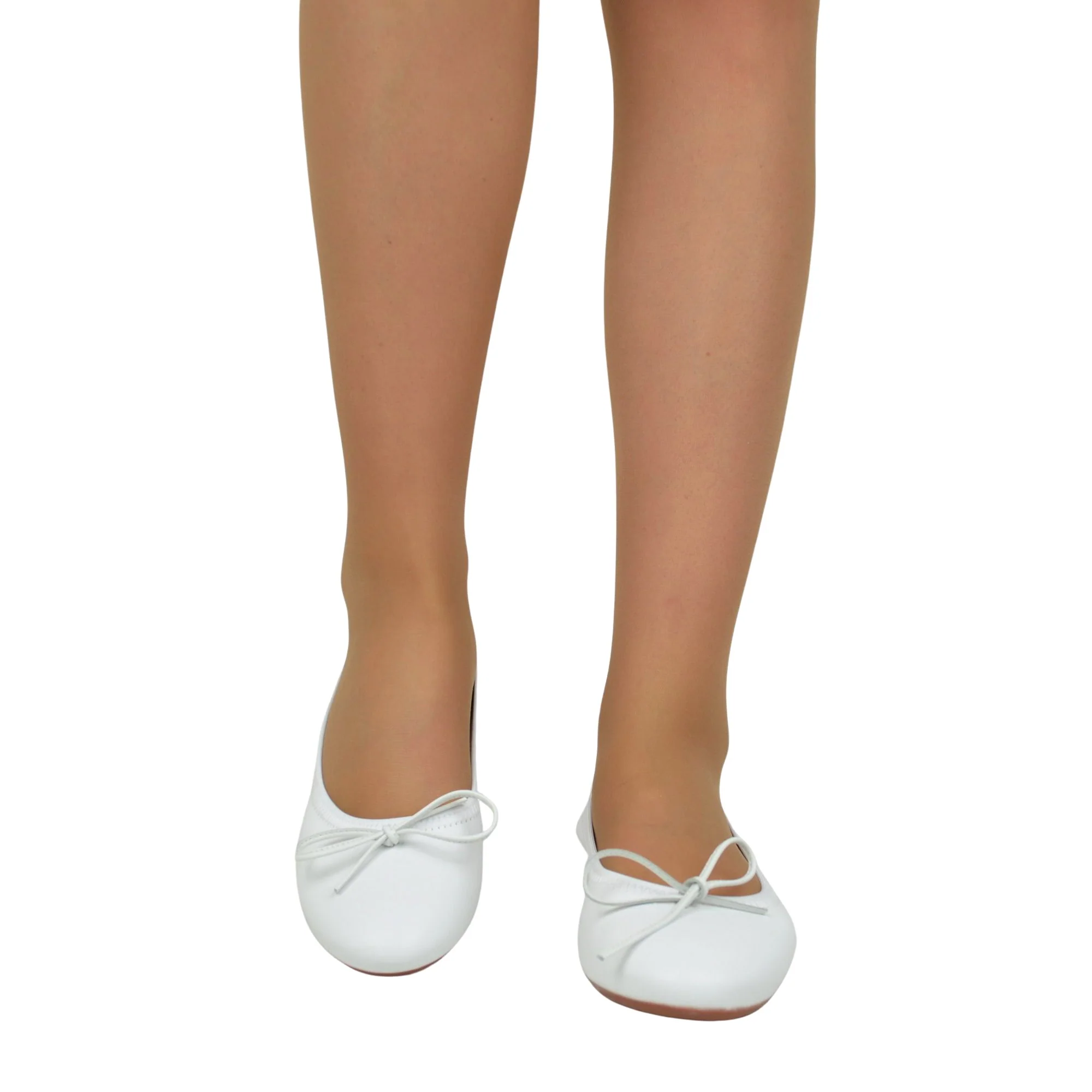 Ballerine in Nappa Bianche Elasticizzate con Zeppetta interna - immagine 6