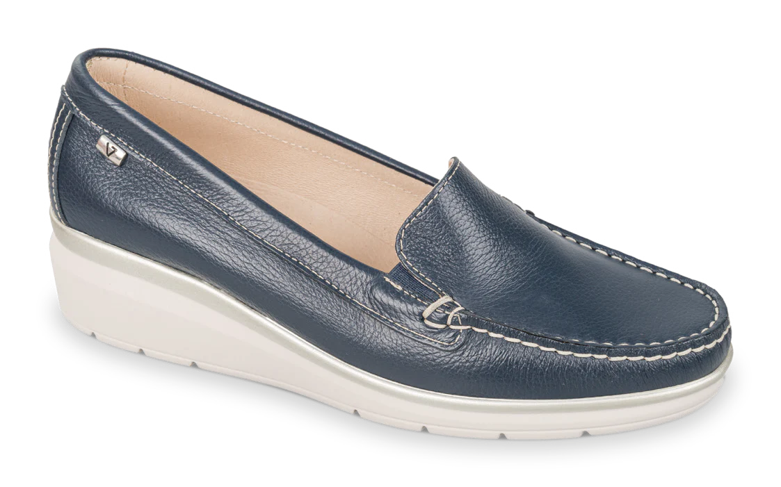 Valleverde 11050 mocassino donna in pelle blue - immagine 2