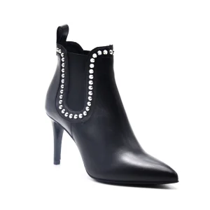 ALBANO 1078 PELLE NERO TRONCHETTO NERO CON BORCHIE