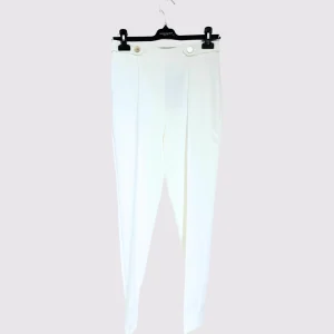 Pantalone Bianco con Bottoni Oro