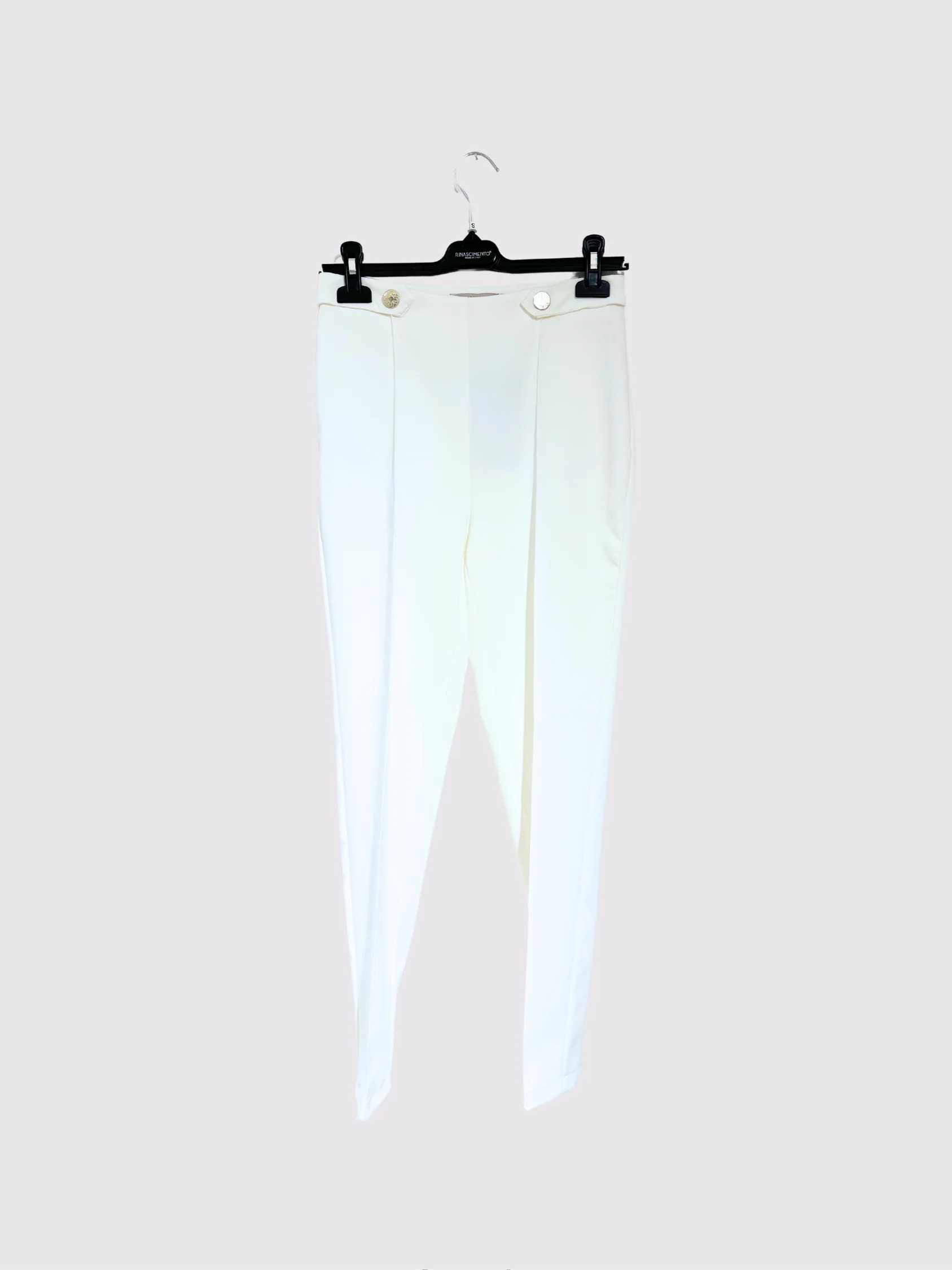 Pantalone Bianco con Bottoni Oro
