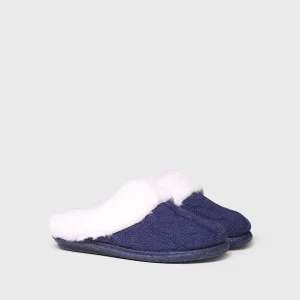 Toni Pons Deli-Sc pantofole in tessuto intrecciato e pelo sintetico blù