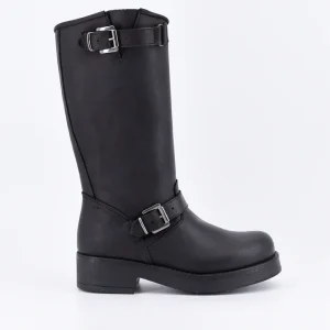 Stelio Malori 2000 stivale biker in pelle nero