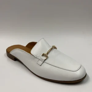 EPOCHE' XI 121 SABOT IN NAPPA BIANCA CON MORSETTO DORATO