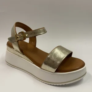 EPOCHE' XI 581 SANDALO CON ZEPPA MEDIA BIANCA IN LAMINATO PLATINO