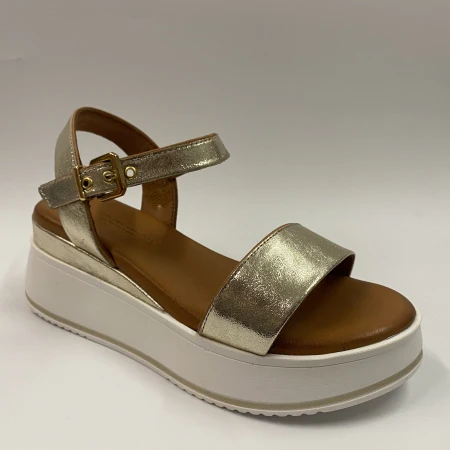 EPOCHE' XI 581 SANDALO CON ZEPPA MEDIA BIANCA IN LAMINATO PLATINO