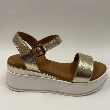 EPOCHE' XI 581 SANDALO CON ZEPPA MEDIA BIANCA IN LAMINATO PLATINO - immagine 3