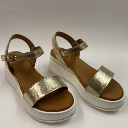 EPOCHE' XI 581 SANDALO CON ZEPPA MEDIA BIANCA IN LAMINATO PLATINO - immagine 4