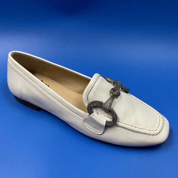 CAMPO DE FIORI LAB3 MOCASSINO IN NAPPA BIANCA CON MORSETTO - immagine 2