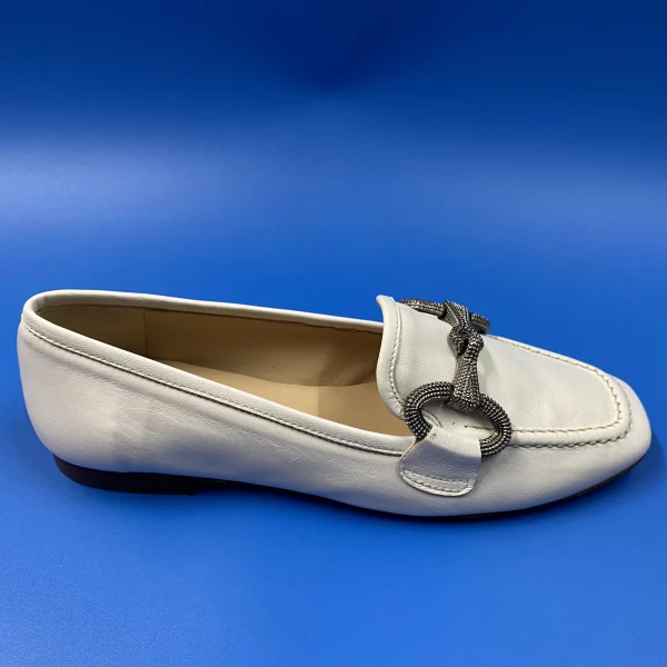 CAMPO DE FIORI LAB3 MOCASSINO IN NAPPA BIANCA CON MORSETTO - immagine 3