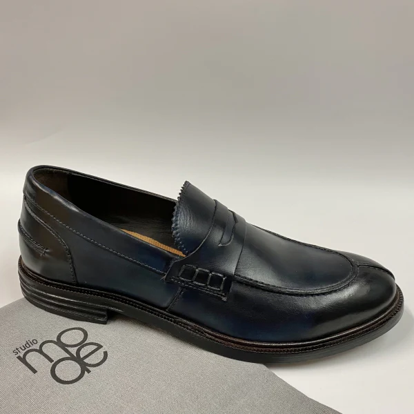 STUDIO MODE 1319 MOCASSINO IN PELLE BLU - immagine 3