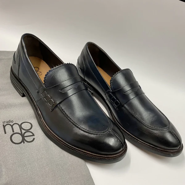 STUDIO MODE 1319 MOCASSINO IN PELLE BLU - immagine 4