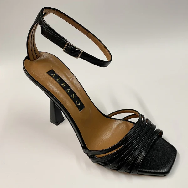 ALBANO 3022 SANDALO CON TACCO 9 CM E CINTURINO REGOLABILE NERO - immagine 2