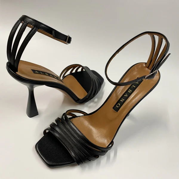 ALBANO 3022 SANDALO CON TACCO 9 CM E CINTURINO REGOLABILE NERO - immagine 5