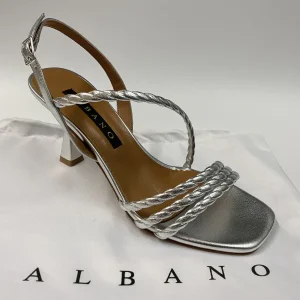 ALBANO 3061 SANDALO CON TRECCE IN METAL ARGENTO