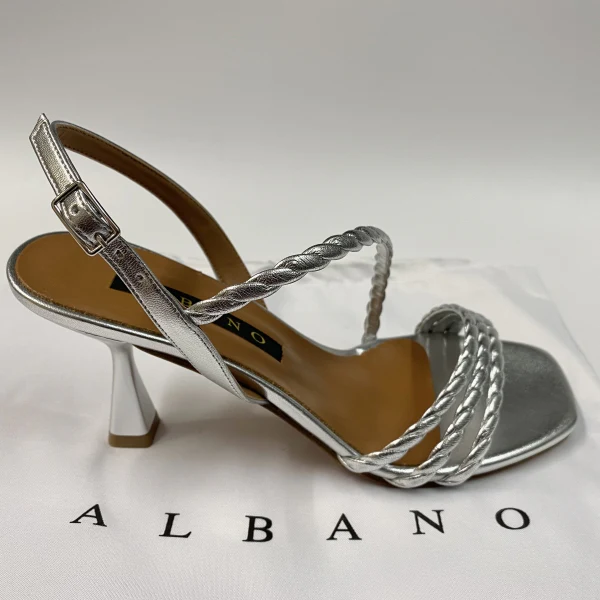 ALBANO 3061 SANDALO CON TRECCE IN METAL ARGENTO - immagine 3