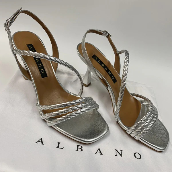 ALBANO 3061 SANDALO CON TRECCE IN METAL ARGENTO - immagine 4