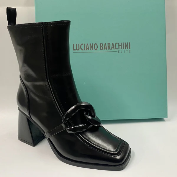LUCIANO BARACHINI ML233 STIVALETTO CON MORSETTO IN PELLE NERO - immagine 2