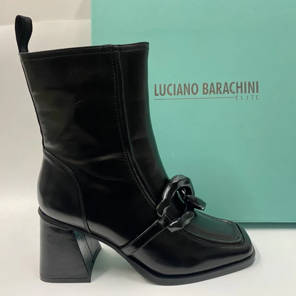 LUCIANO BARACHINI ML233 STIVALETTO CON MORSETTO IN PELLE NERO - immagine 3
