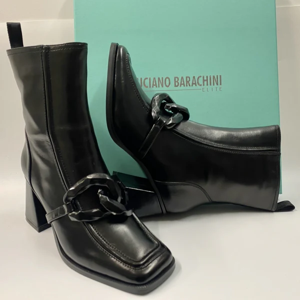 LUCIANO BARACHINI ML233 STIVALETTO CON MORSETTO IN PELLE NERO - immagine 4