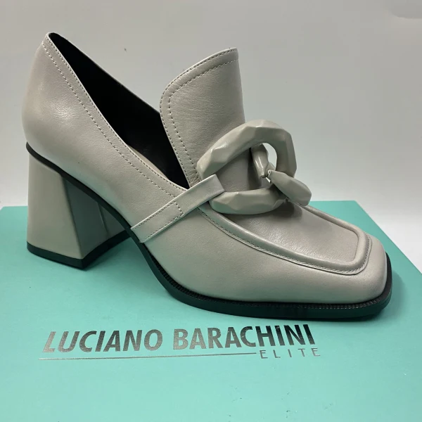 LUCIANO BARACHINI ML231 MOCASSINO CON TACCO 7 E MORSETTO IN PELLE OSSO - immagine 2