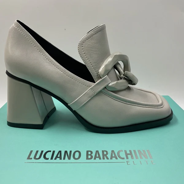 LUCIANO BARACHINI ML231 MOCASSINO CON TACCO 7 E MORSETTO IN PELLE OSSO - immagine 3