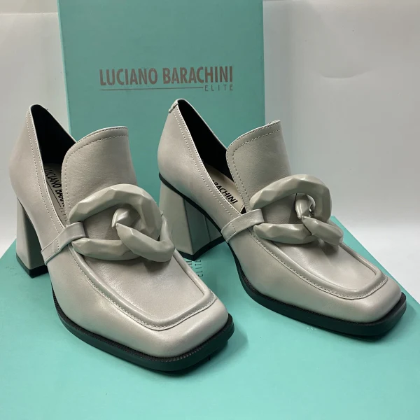LUCIANO BARACHINI ML231 MOCASSINO CON TACCO 7 E MORSETTO IN PELLE OSSO - immagine 5