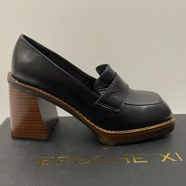EPOCHE' XI 22163 MOCASSINO DONNA IN PELLE NERO CON TACCO 7 CM - immagine 3