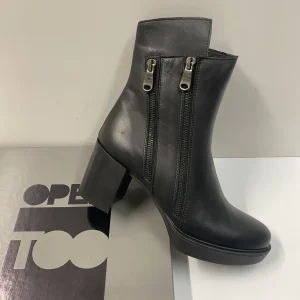 OPEN TOO A71 TRONCHETTO CON DOPPIA ZIP IN PELLE NERO