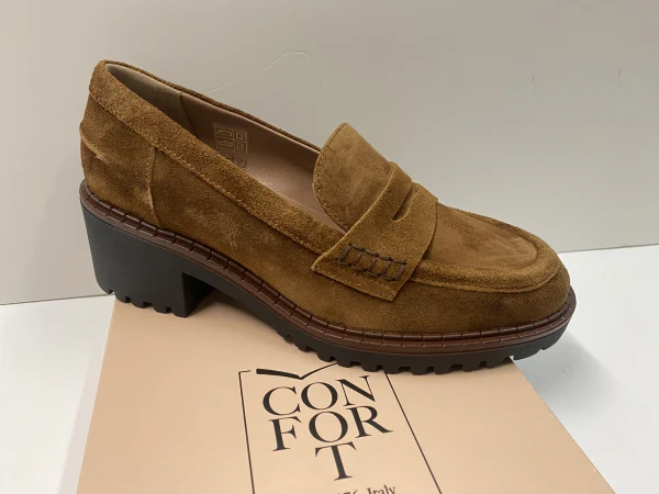 CONFORT 2329 MOCASSINO DONNA BASSO IN PELLE SCAMOSCIATA TABACCO - immagine 2