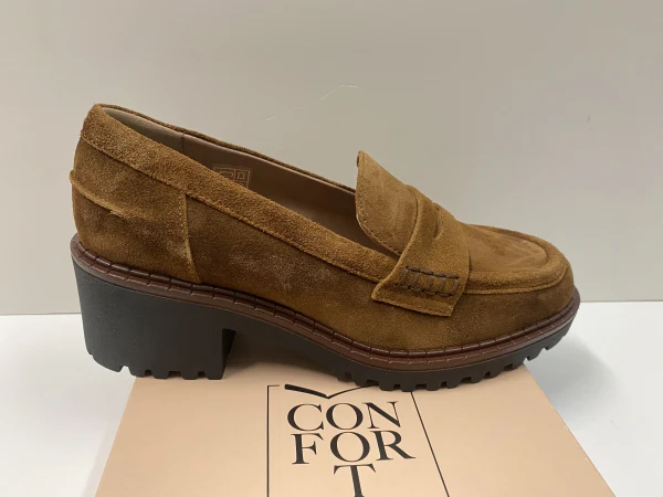 CONFORT 2329 MOCASSINO DONNA BASSO IN PELLE SCAMOSCIATA TABACCO - immagine 3