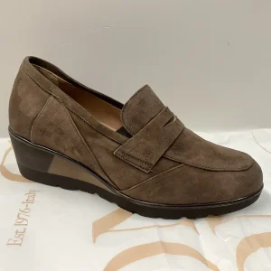 CONFORT 2323 MOCASSINO DONNA CON ZEPPA BICOLORE IN PELLE SCAMOSCIATA TABACCO