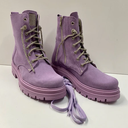 OPEN TOO CRISTAL 1 ANFIBIO IN PELLE SCAMOSCIATA LILLA - immagine 2