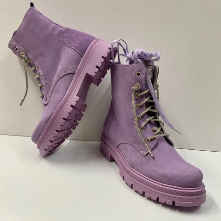 OPEN TOO CRISTAL 1 ANFIBIO IN PELLE SCAMOSCIATA LILLA - immagine 5