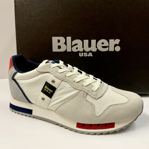 BLAUER QUEENS 01 SUEDE/MESH WHITE/RED/NAVY - immagine 2