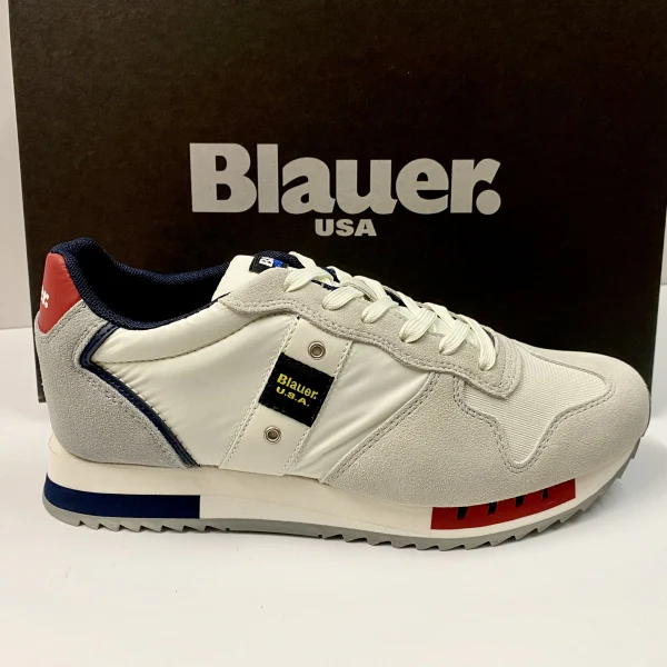 BLAUER QUEENS 01 SUEDE/MESH WHITE/RED/NAVY - immagine 3