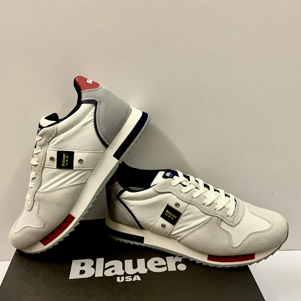 BLAUER QUEENS 01 SUEDE/MESH WHITE/RED/NAVY - immagine 4