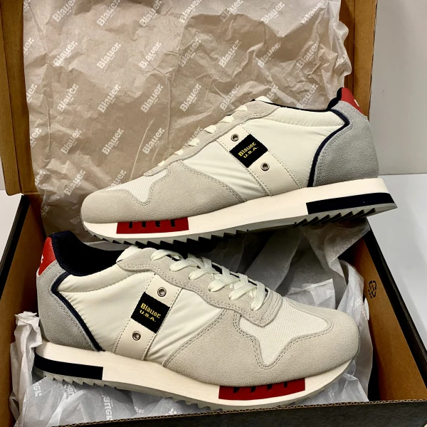 BLAUER QUEENS 01 SUEDE/MESH WHITE/RED/NAVY - immagine 5