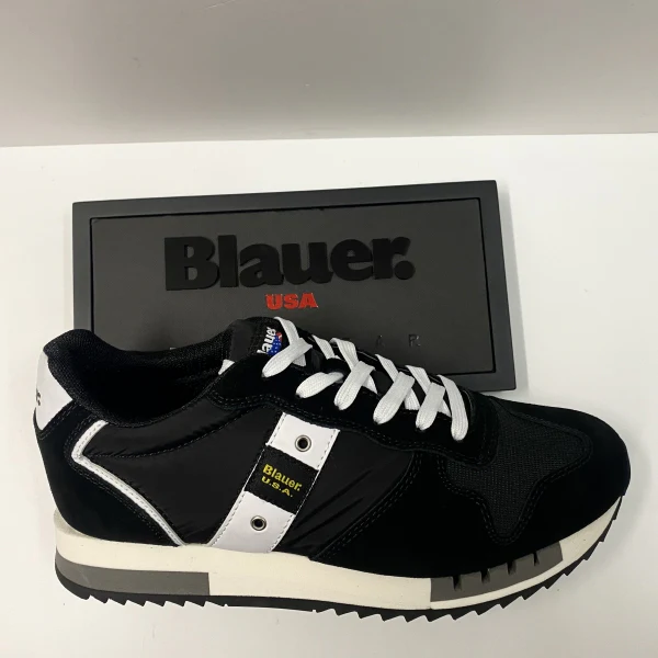 BLAUER QUEENS 01 SUEDE/MESH BLACK/WHITE - immagine 3