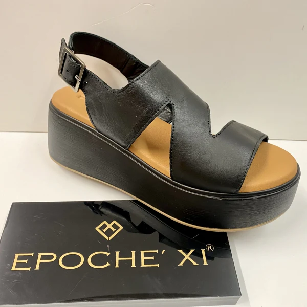 EPOCHE' XI 23785 SANDALO DONNA CON ZEPPA IN PELLE NERO - immagine 2