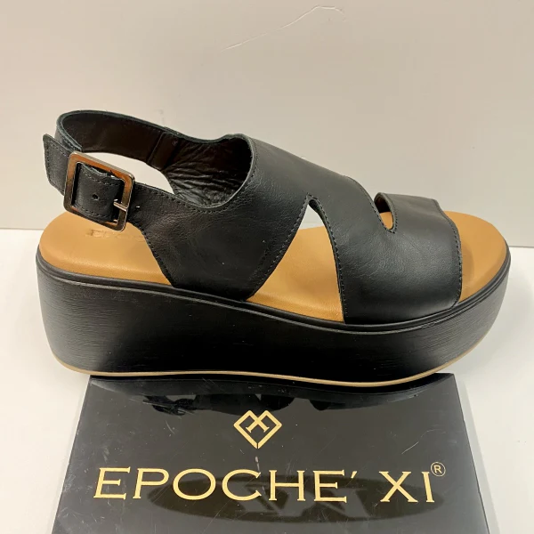 EPOCHE' XI 23785 SANDALO DONNA CON ZEPPA IN PELLE NERO - immagine 3
