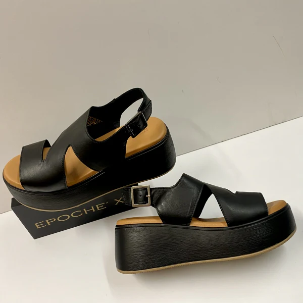 EPOCHE' XI 23785 SANDALO DONNA CON ZEPPA IN PELLE NERO - immagine 5