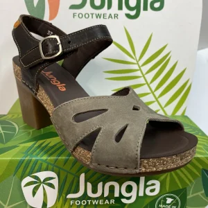 JUNGLA 7843 SANDALO CON FASCIA GRIGIO E CINTURINO MORO CON TACCO