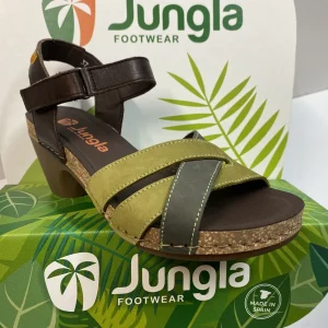 JUNGLA 7453 SANDALO CON FASCIA BICOLORE VERDE/MORO