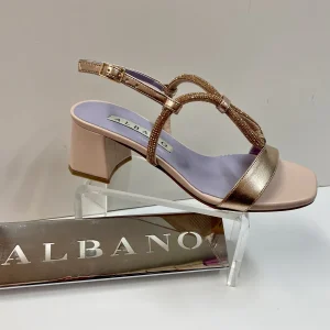 ALBANO 3212/13 SANDALO CON FASCIA E STRASS IN PELLE CIPRIA