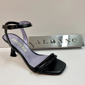 ALBANO 3261/8 SANDALO CON STRASS E CINTURINO ALLA CAVIGLIA NERO