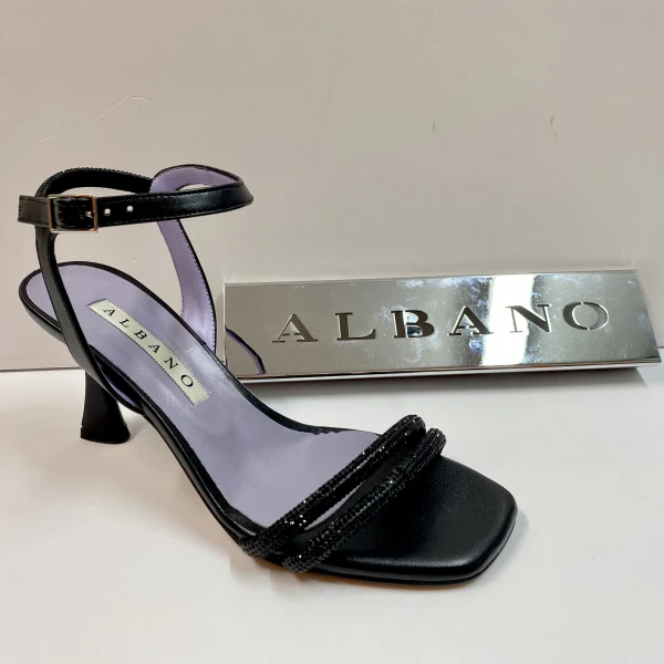 ALBANO 3261/8 SANDALO CON STRASS E CINTURINO ALLA CAVIGLIA NERO - immagine 2