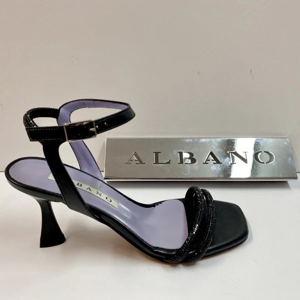 ALBANO 3261/8 SANDALO CON STRASS E CINTURINO ALLA CAVIGLIA NERO - immagine 3