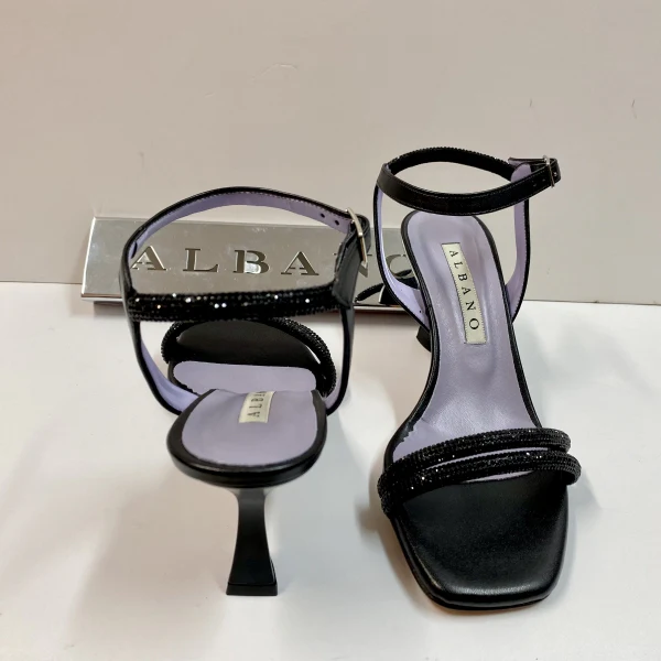 ALBANO 3261/8 SANDALO CON STRASS E CINTURINO ALLA CAVIGLIA NERO - immagine 4