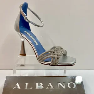 ALBANO 3266/3 SANDALO A TACCO ALTO ARGENTO CON STRASS